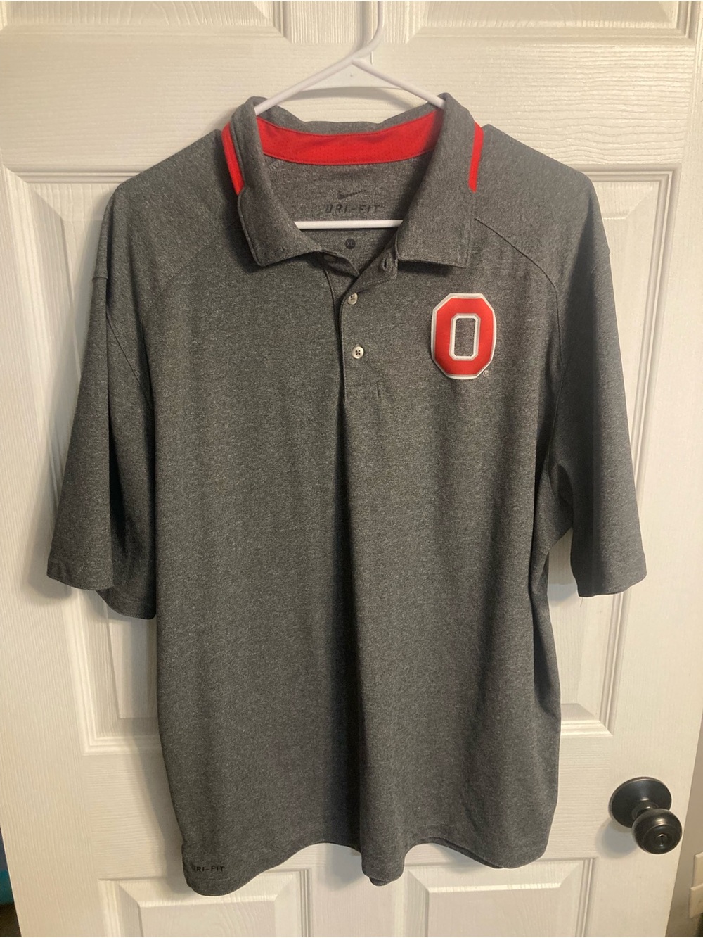 Nike Ohio State Gray Polo with Red Trim and O Patch